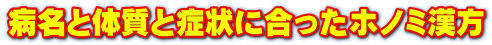 病名と体質と症状に合ったホノミ漢方